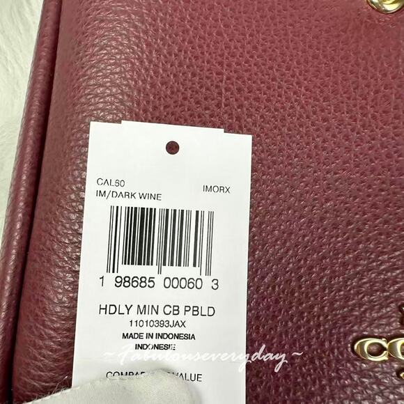 Coach Hadley Mini Crossbody Bag In Leather CAL60 Gold/Dark Wine Merlot NWT - Picture 5 of 9